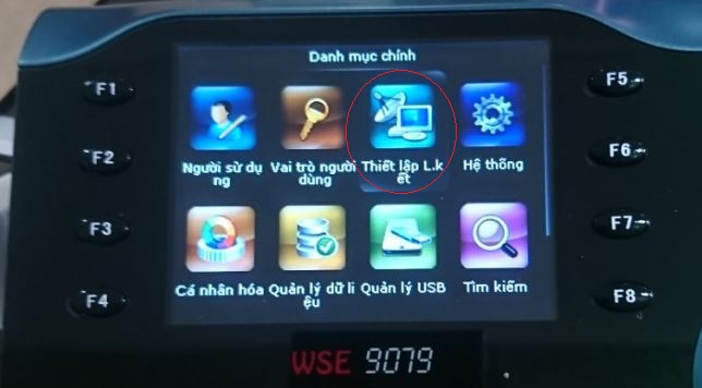 Danh mục chính Menu danh mục chính trên máy chấm công