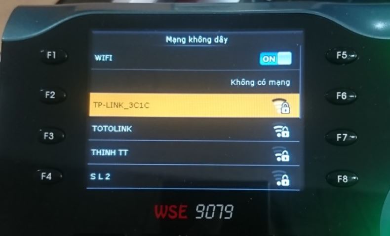 Danh sách Wifi khả dụng Danh sách mạng Wifi hiển thị trên máy chấm công
