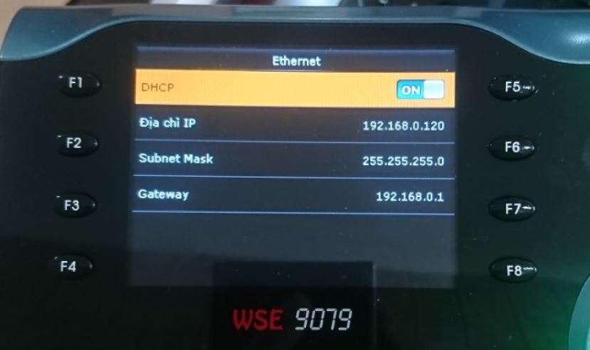 Cài đặt địa chỉ IP Màn hình cài đặt địa chỉ IP cho máy chấm công