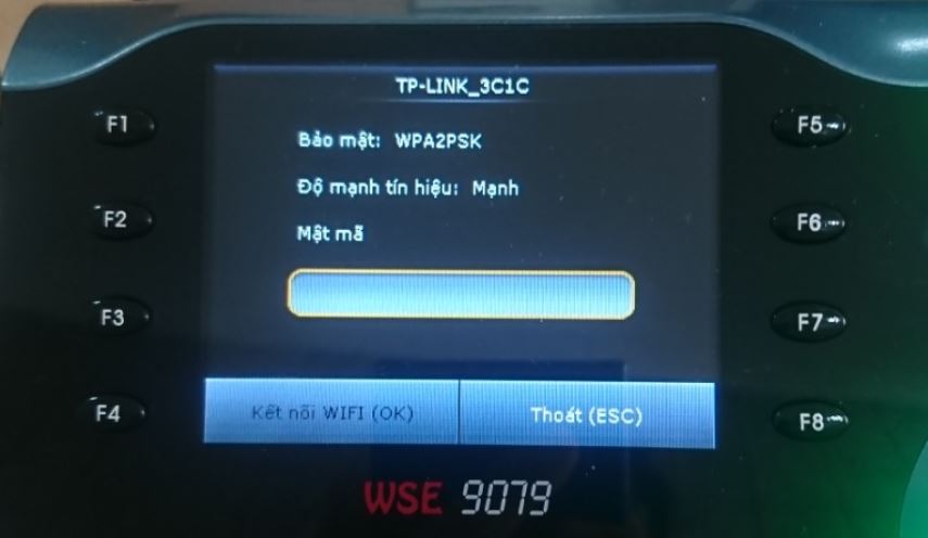 Nhập mật khẩu Wifi Màn hình nhập mật khẩu Wifi trên máy chấm công