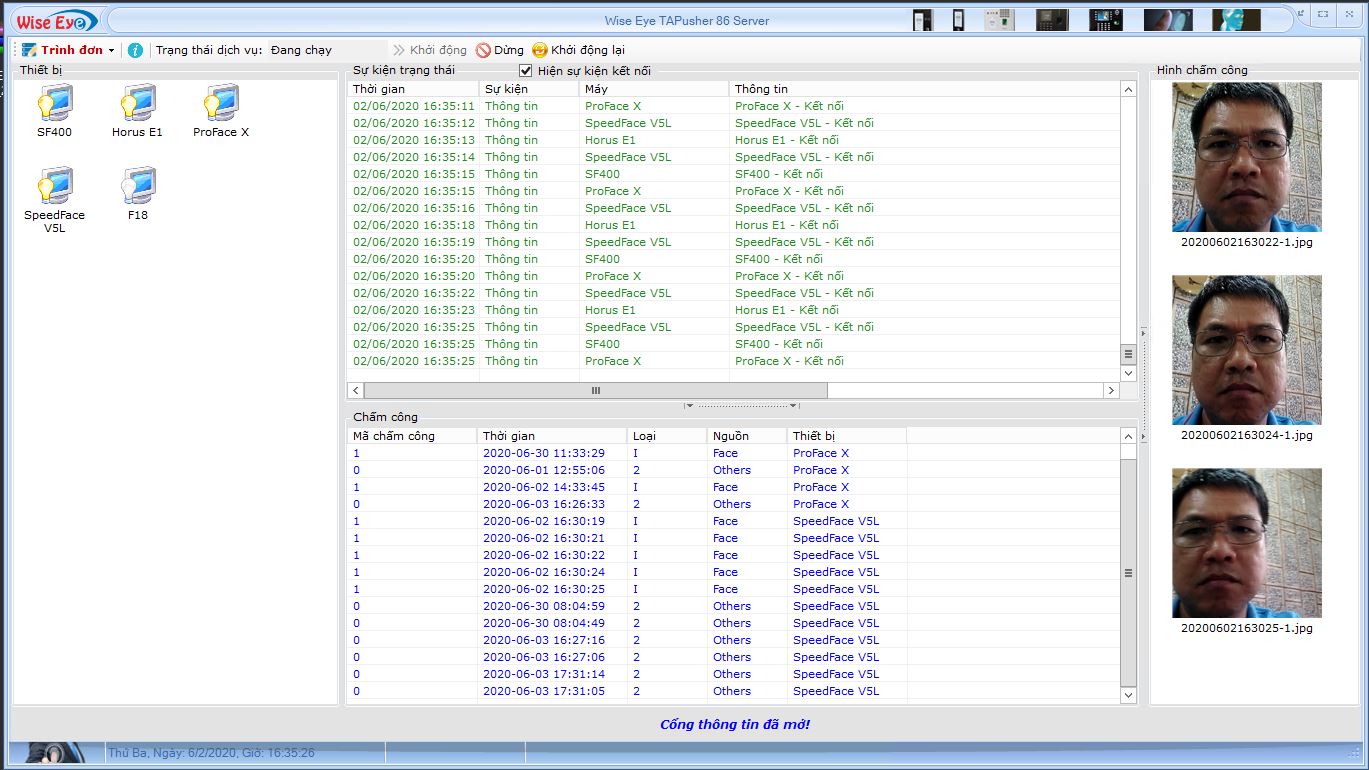 Phần mềm Wise Eye TAPusher Server Giao diện phần mềm Wise Eye TAPusher Server