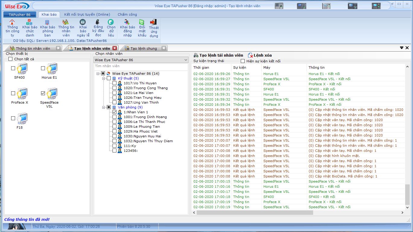 Phần mềm chấm công TAPusher 86 Server Client